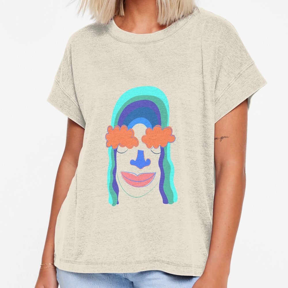 Hippie person with rainbow hair illustration by Gabrielle Freitas