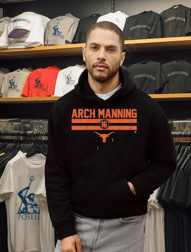 Texas Football Arch Manning 16 Stripe Football T-shirt