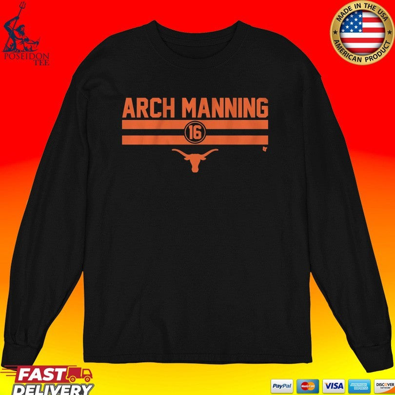Texas Football Arch Manning 16 Stripe Football T-shirt
