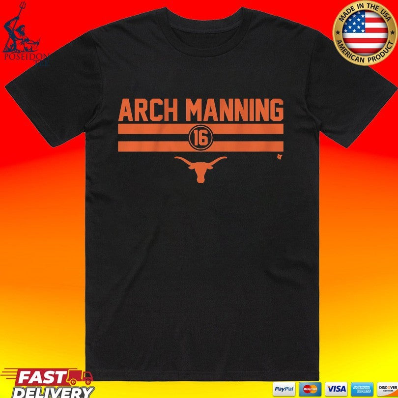 Texas Football Arch Manning 16 Stripe Football T-shirt