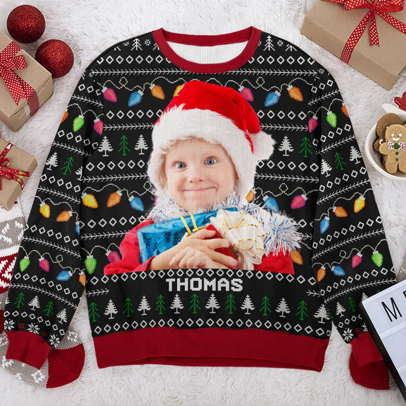 Custom Photo Disorderly But Dazzling - Family Personalized Custom Ugly Sweatshirt - Unisex Wool Jumper - Christmas Gift For Family