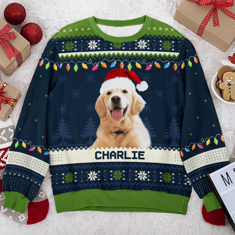 Custom Photo Happy Howlidays - Dog & Cat Personalized Custom Ugly Sweatshirt - Unisex Wool Jumper - Christmas Gift For Dog Lovers, Cat Lovers