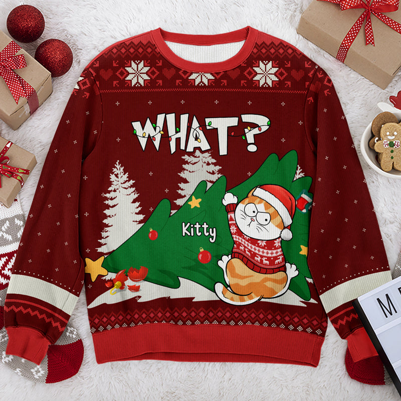 All I Want For Christmas Is You - Cat Personalized Custom Ugly Sweatshirt - Unisex Wool Jumper - Christmas Gift For Cat Lovers