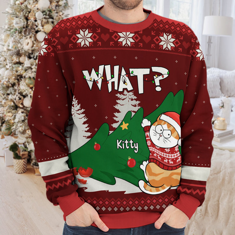 All I Want For Christmas Is You - Cat Personalized Custom Ugly Sweatshirt - Unisex Wool Jumper - Christmas Gift For Cat Lovers