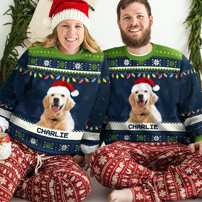 Custom Photo Happy Howlidays - Dog & Cat Personalized Custom Ugly Sweatshirt - Unisex Wool Jumper - Christmas Gift For Dog Lovers, Cat Lovers