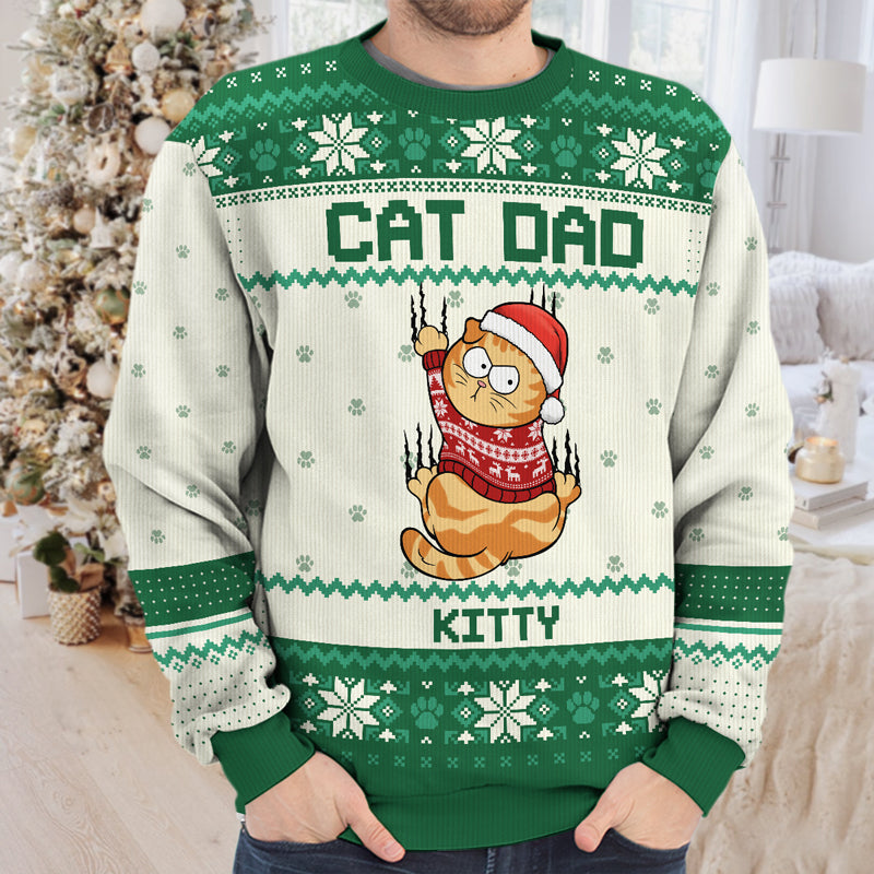 All I Need For Christmas Is You - Cat Personalized Custom Ugly Sweatshirt - Unisex Wool Jumper - Christmas Gift For Dad, Cat Lovers