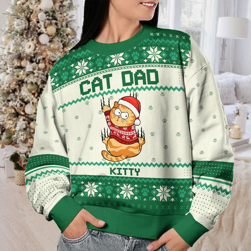 All I Need For Christmas Is You - Cat Personalized Custom Ugly Sweatshirt - Unisex Wool Jumper - Christmas Gift For Dad, Cat Lovers