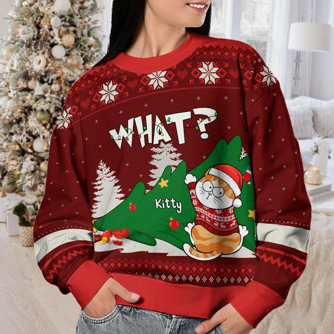 All I Want For Christmas Is You - Cat Personalized Custom Ugly Sweatshirt - Unisex Wool Jumper - Christmas Gift For Cat Lovers