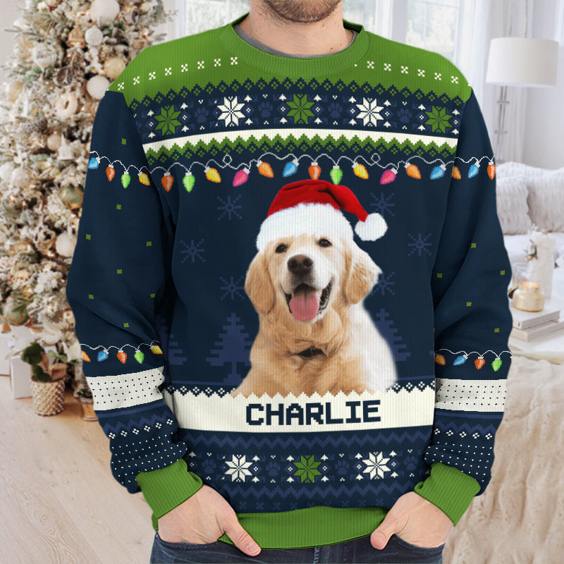 Custom Photo Happy Howlidays - Dog & Cat Personalized Custom Ugly Sweatshirt - Unisex Wool Jumper - Christmas Gift For Dog Lovers, Cat Lovers