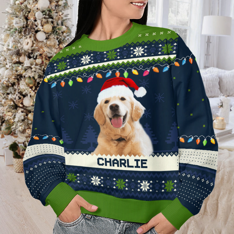 Custom Photo Happy Howlidays - Dog & Cat Personalized Custom Ugly Sweatshirt - Unisex Wool Jumper - Christmas Gift For Dog Lovers, Cat Lovers