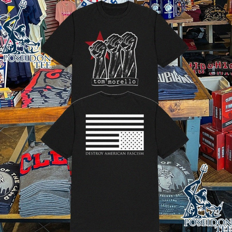 Tom Morello Destroy American Fascism Raised Fist T-shirt
