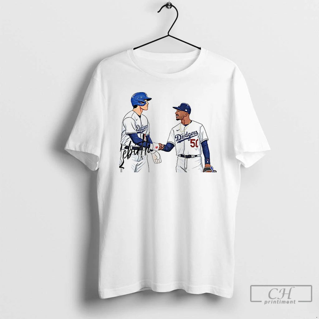 Classic Baseball Celebratory Fist Pump With Mookie Betts Dodgers Signing Moment T Shirts