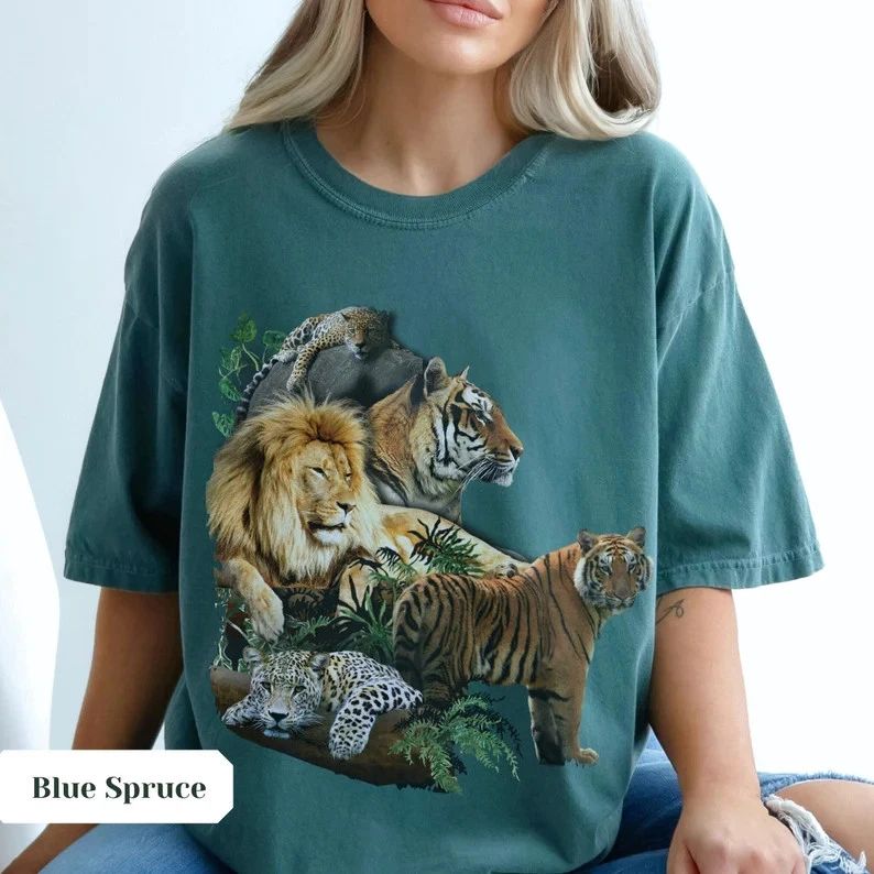 Big Cat Collage Aesthetic Animal Wildlife Comfort Tee