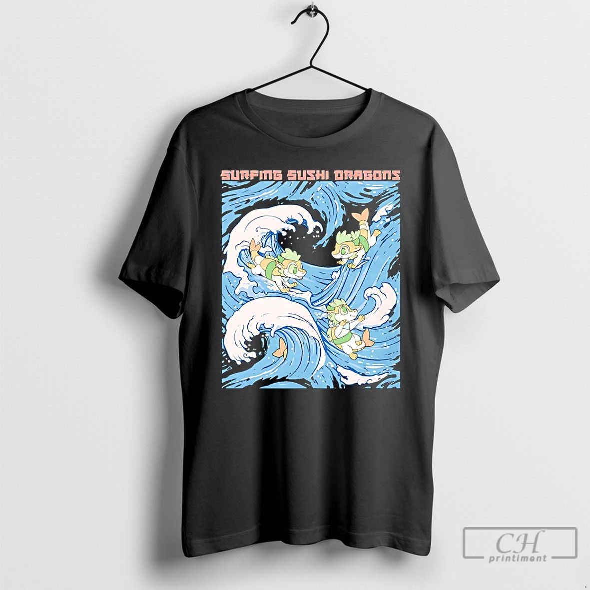 Classic Surfing Sushi Dragons T Shirts