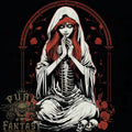 Fantasy Anime Girl Praying With Skulls & Roses Mens T-Shirt 100% Cotton