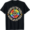 Retro Peace Flower Imagine All The People Boho Hippie 70s T-Shirt unisex T-Shirt