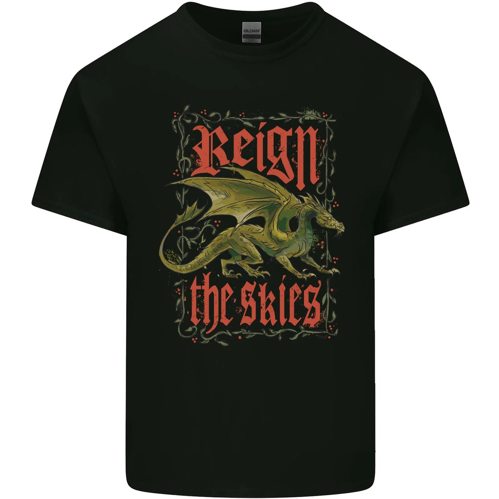 Fantasy Dragons Reign the Skies Mens Light Cotton T-Shirt