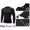 ON SALE!! Compression Thermal Base Layer Long Shirt Tops Sports Gym Tight Dry