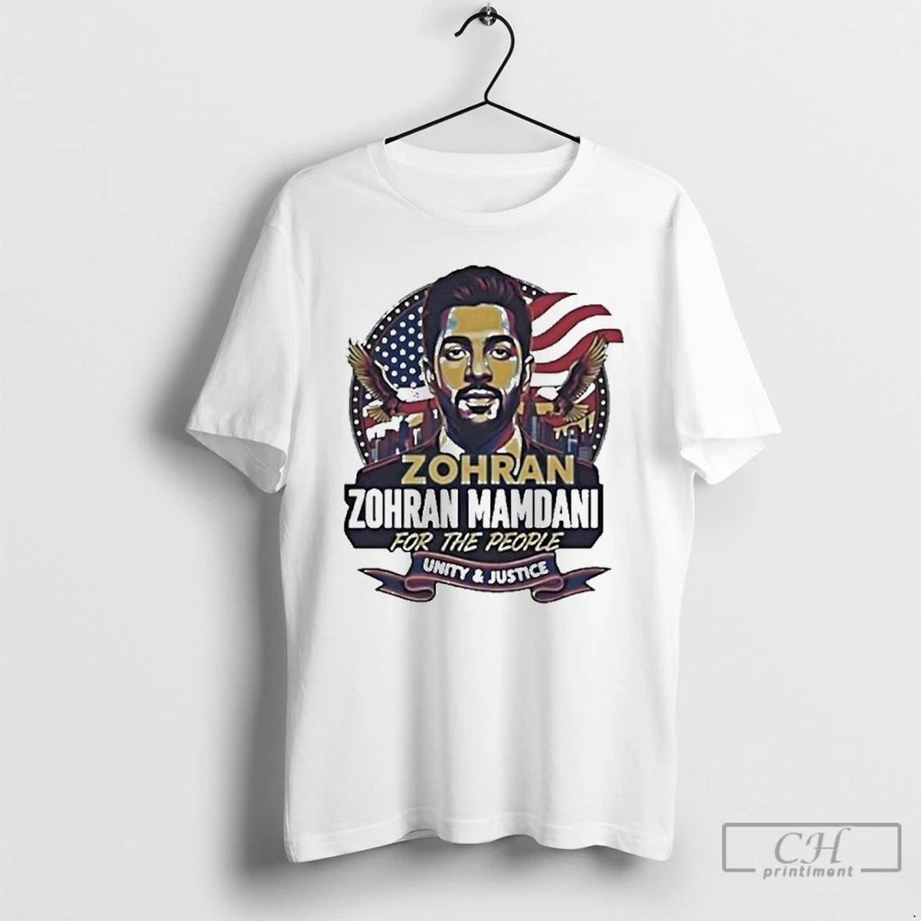 Premium Zohran Mamdani For The People Unity And Justice Usa Flag Retro T Shirts
