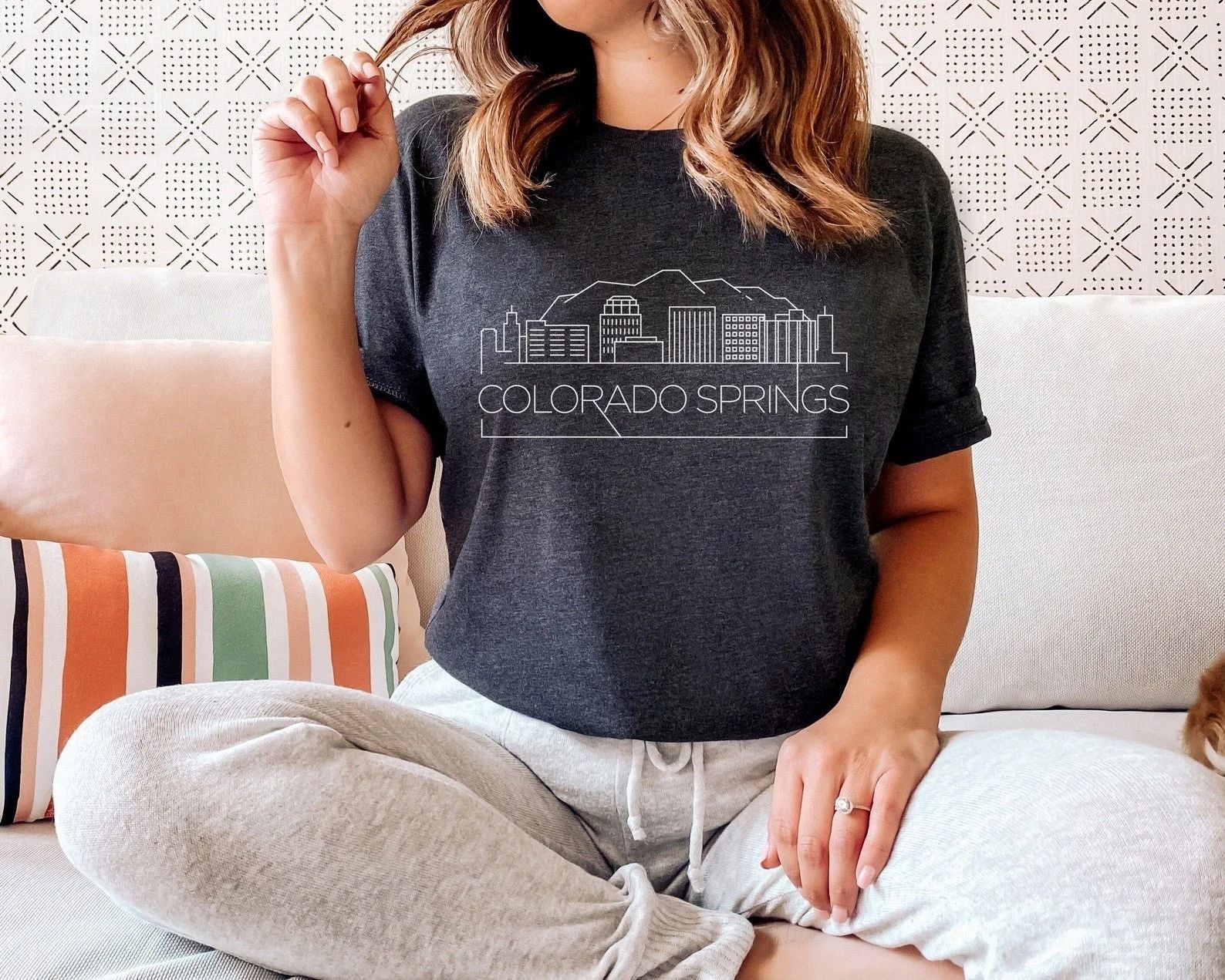 Colorado Springs Minimal Skyline Design Shirt Travel Gift Trip Souvenir Tee