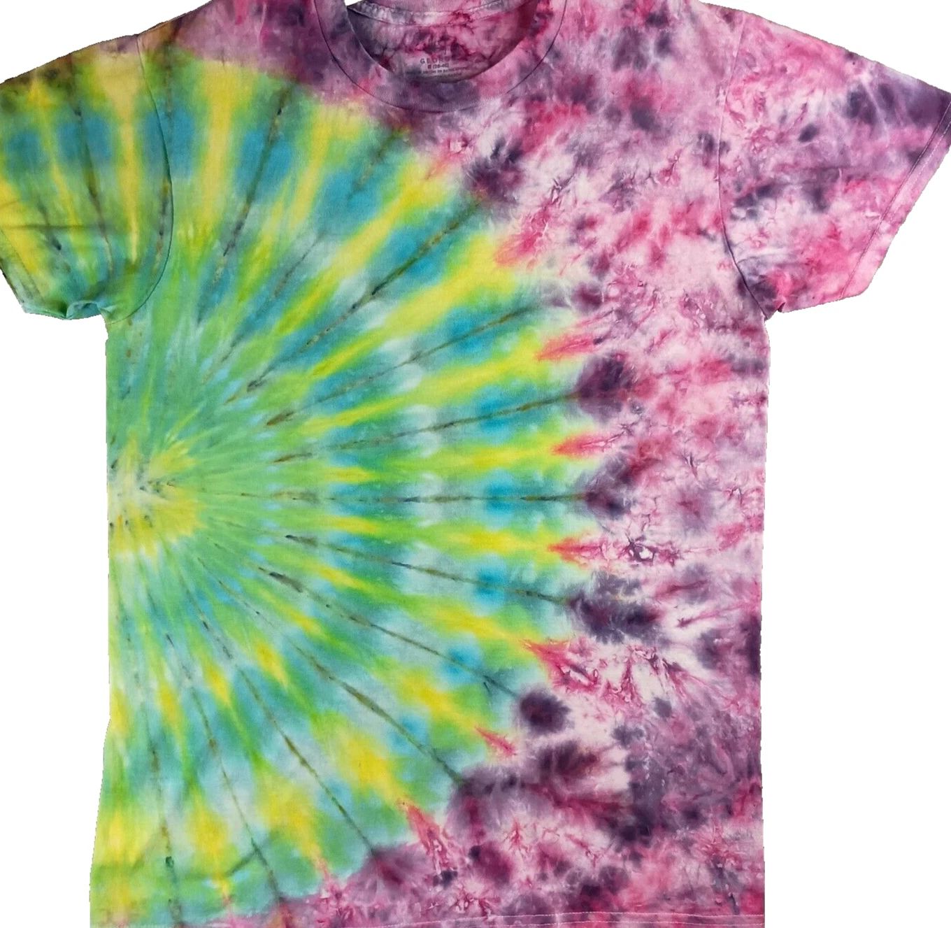 Custom Handmade Tie Dye T Shirt Adult M Peacock Short Sleeve Tee BOHO Hippie