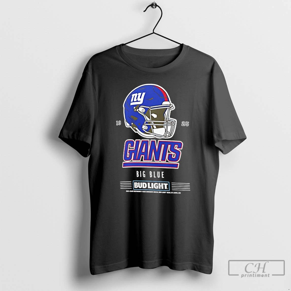 Classic New York Giants Bud Light 1925 Big Blue Football Helmet T Shirts