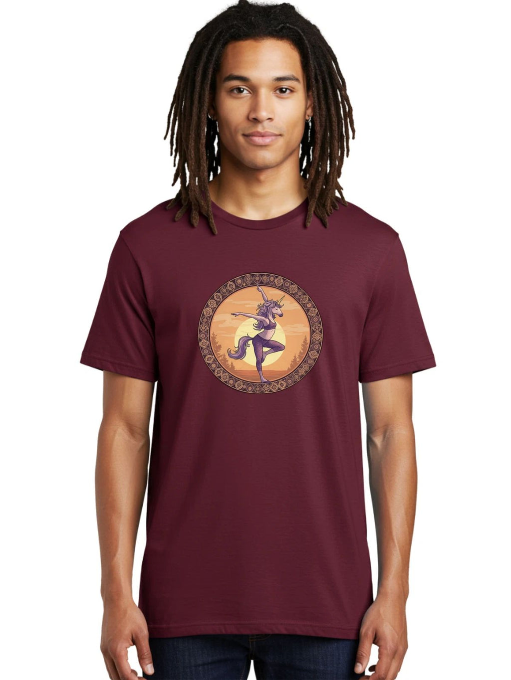 Yoga-Unicorn Mens Graphic Tee, 100% Cotton, Casual Summer Wear