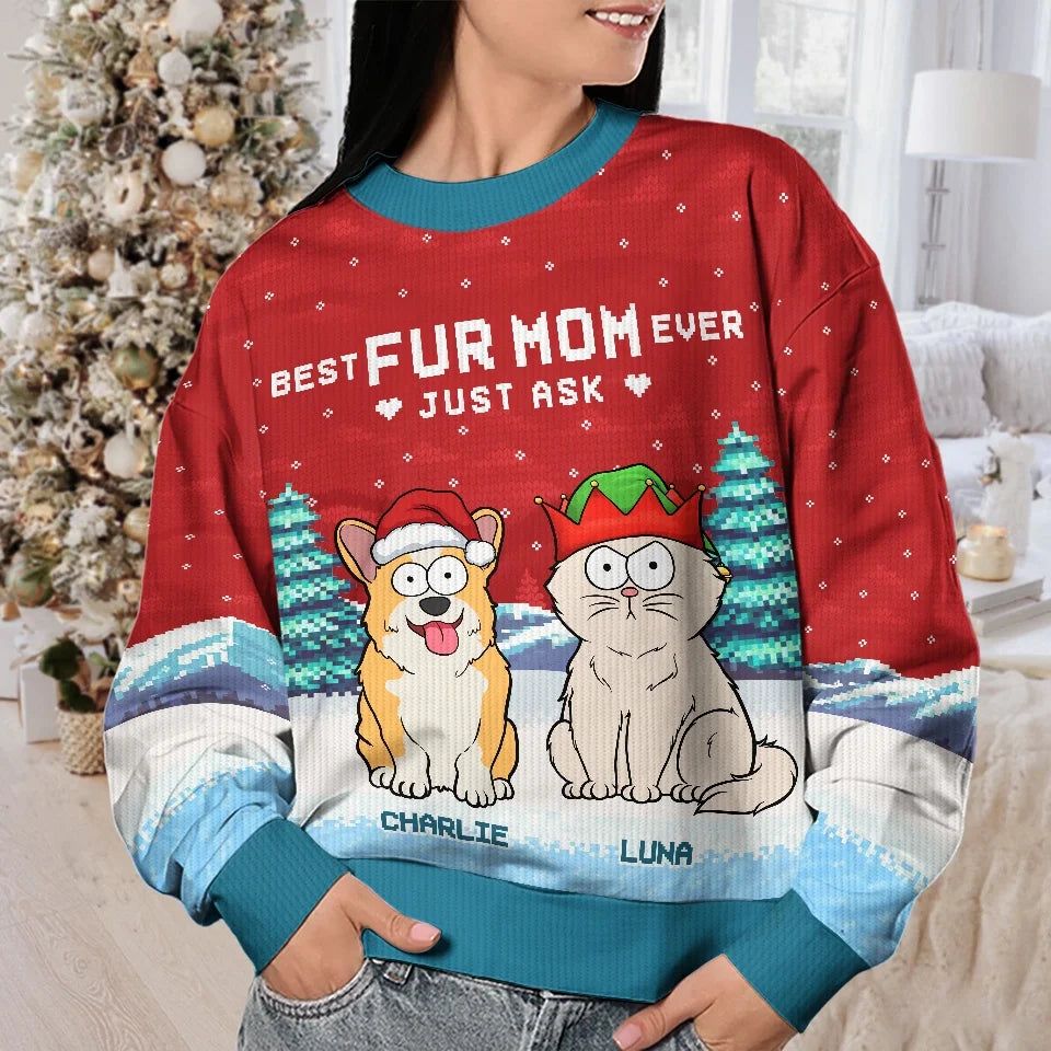 A Cozy Way To Celebrate Christmas With Your Furry Friends - Dog & Cat Personalized Custom Ugly Sweatshirt - Unisex Wool Jumper - Christmas Gift For Dog Lovers, Cat Lovers