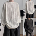Stylish Men's Water Wave Pattern Round Neck Long Sleeve Pullover Tee Shirt