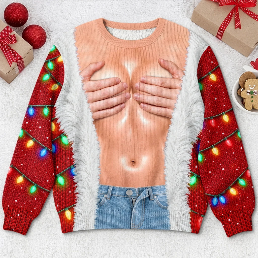Custom Funny Couple Christmas Party Gifts - Personalized Ugly Sweatshirt
