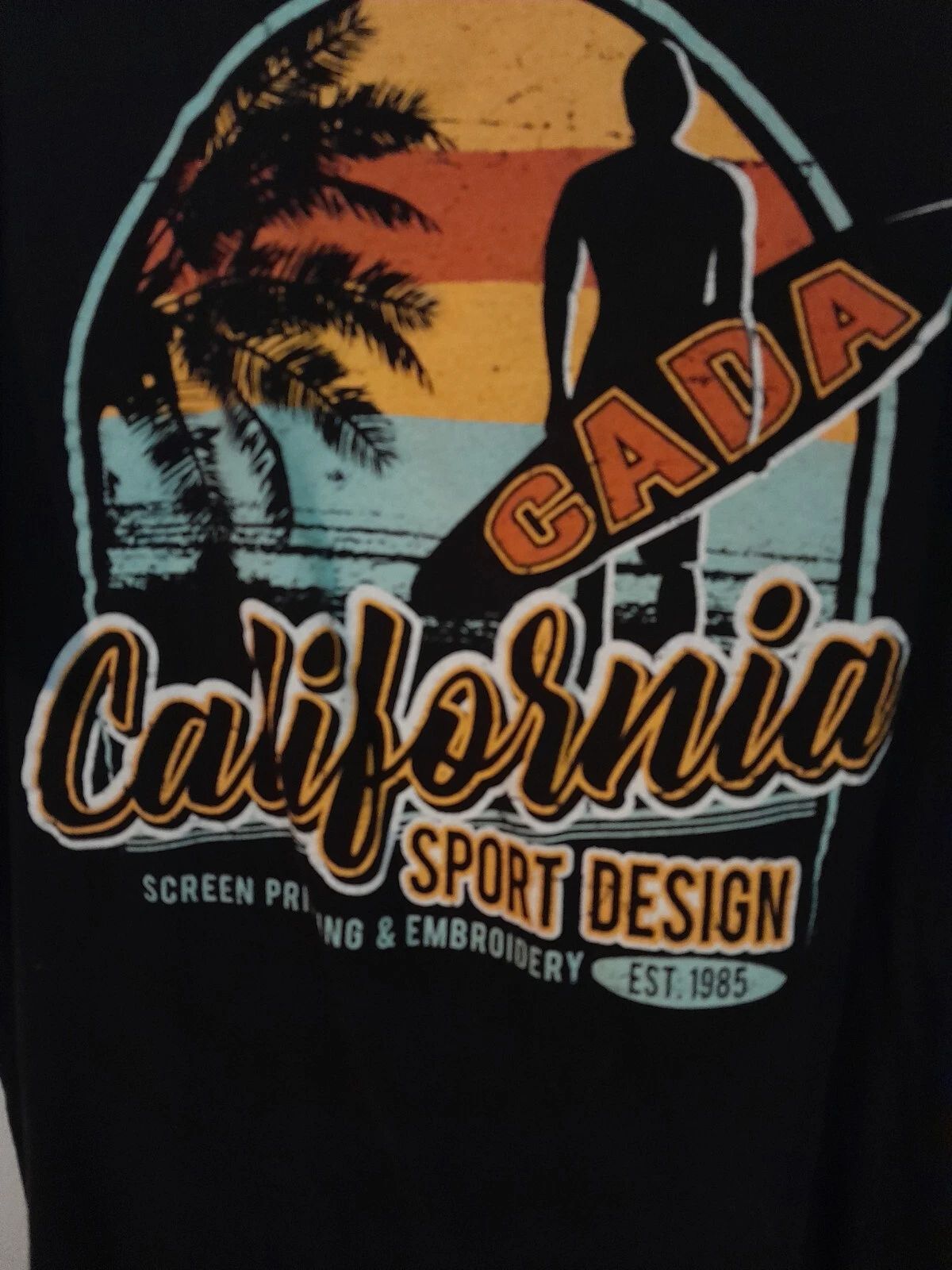 CALIFORNIA SPORT DESIGN T-SHIRT SURFING LOGO MENS LARGE
