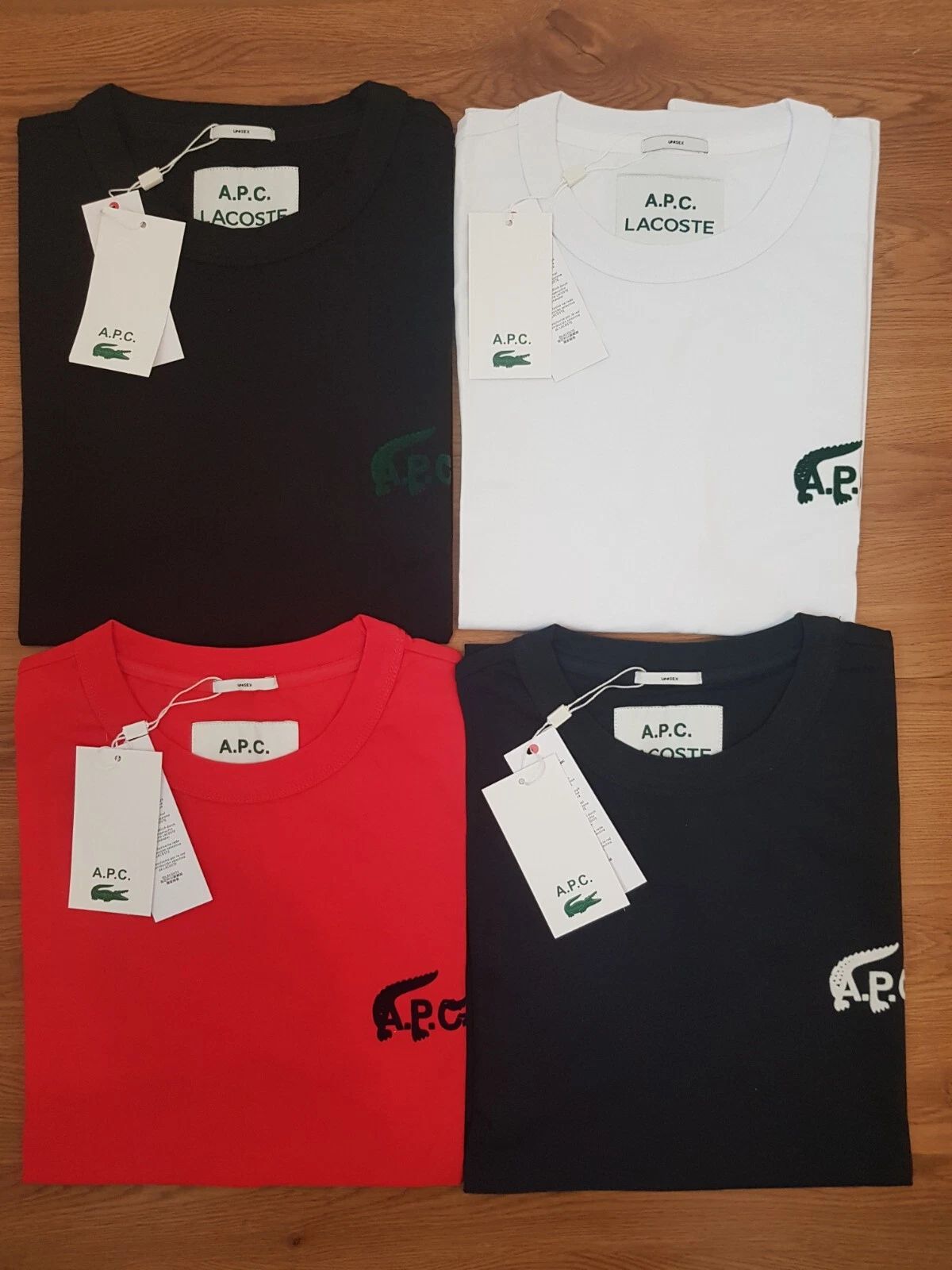 A.P.C LACOSTE | Unisex Street Style Collaboration Cotton Logo  T Shirt
