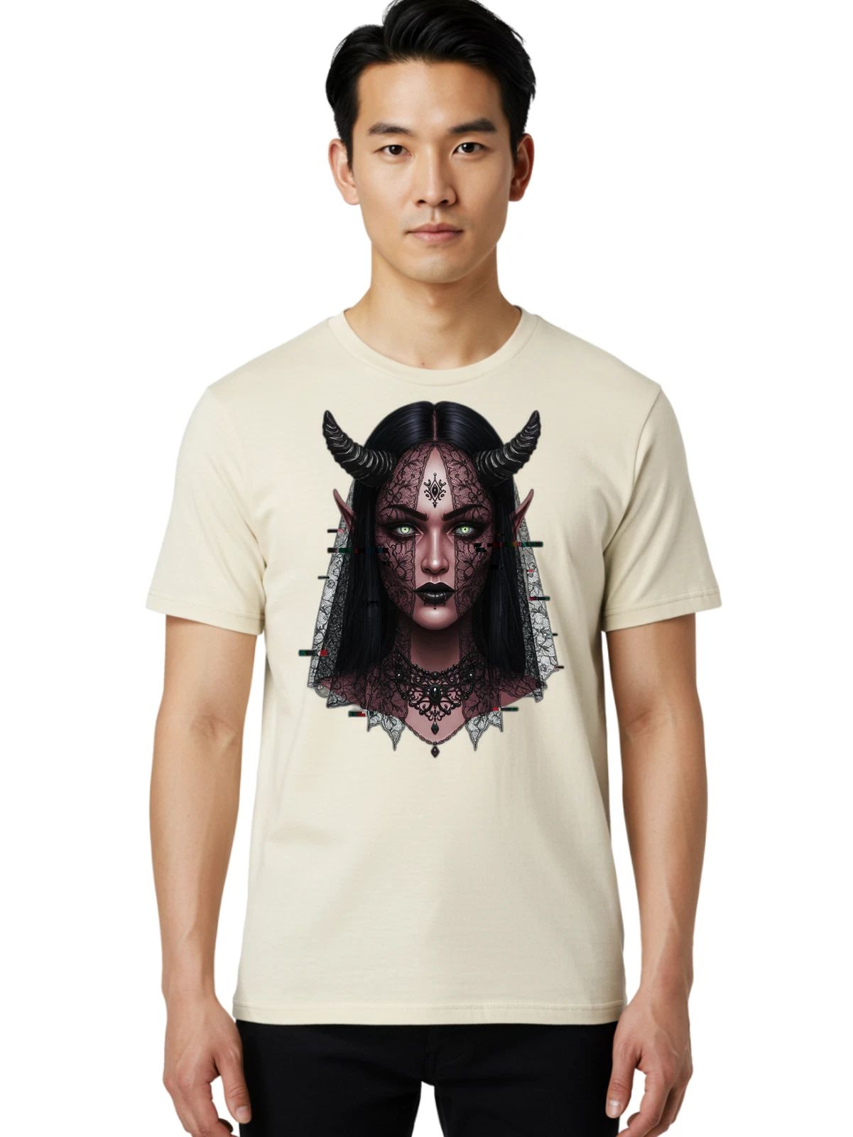 Tiefling-Portrait Mens Graphic Tee, 100% Cotton, Casual Summer Wear