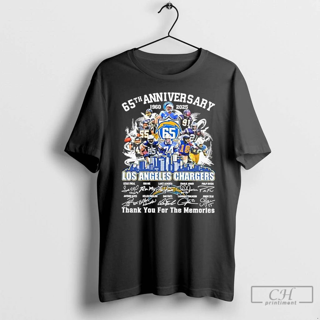 Premium Los Angeles Chargers 65th Anniversary 1960 2025 Signatures Team Legends T Shirts
