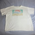 Live Outside Soul Full of Sunshine T-Shirt L White Cream Retro Graphic Tee Surf