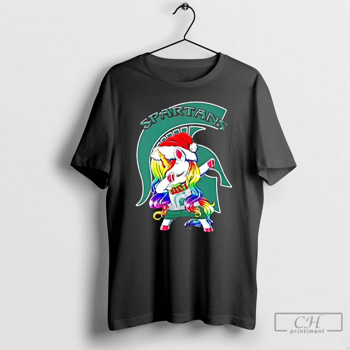 Classic Michigan State Spartans Football X Unicorn Santa Hat Dabbing Merry Christmas T Shirts