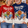 Christmas Gift For Pet Couples - Personalized You & Me And The Cats Unisex Ugly Sweater