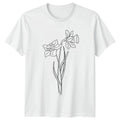 Simple Daffodil Line Art Minimalist T-Shirt Botanical Flower Mothers Day Gift