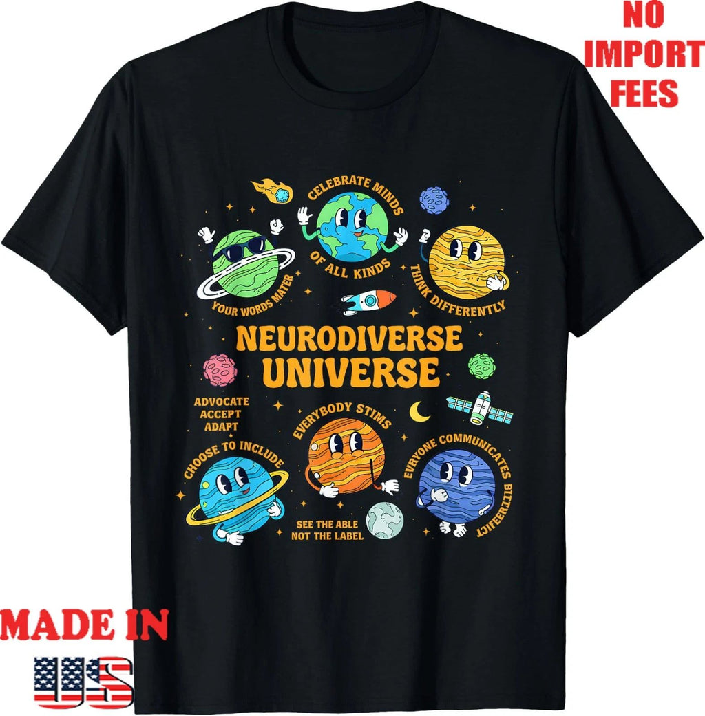 Autism Awareness Neurodiverse Universe SPED Teacher Planets Kid Adult Tshirt