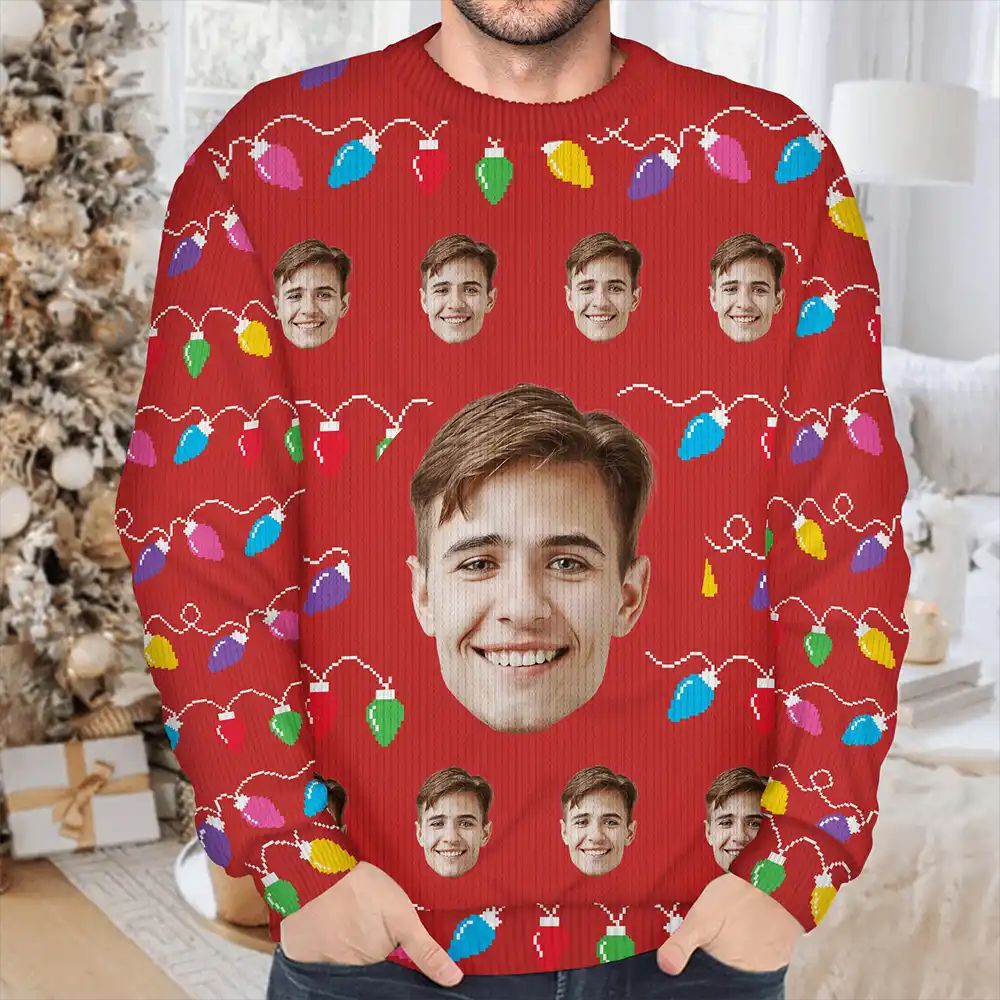 Custom Photo This Is My Ugly Sweater - Personalized Unisex Ugly Sweater