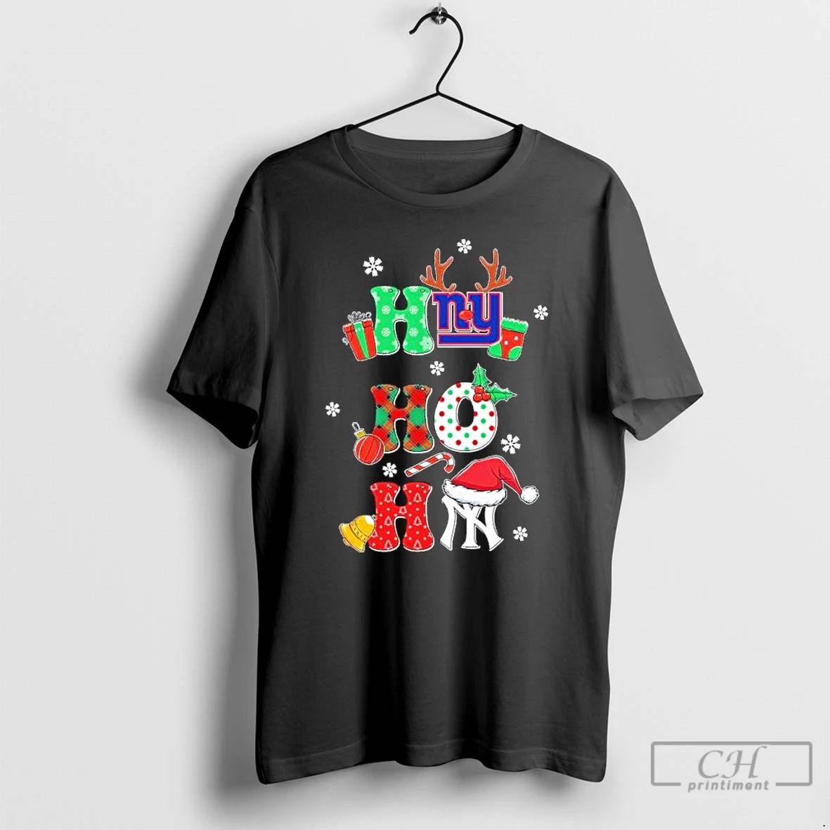Classic Ho Ho Ho Christmas New York Sports Teams Logo T Shirts
