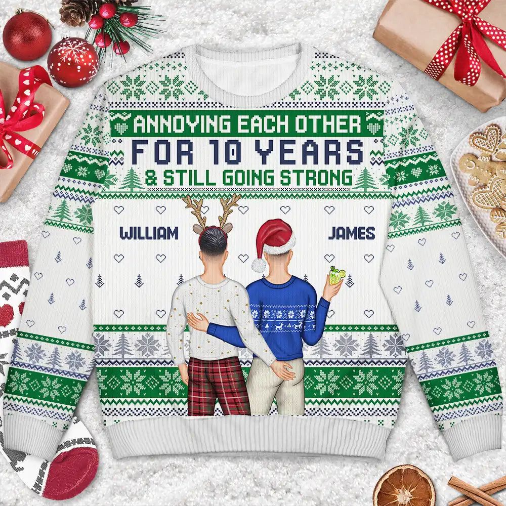 Annoying Each Other For And Still Going Strong Back Couple - Personalized Unisex Ugly Sweater