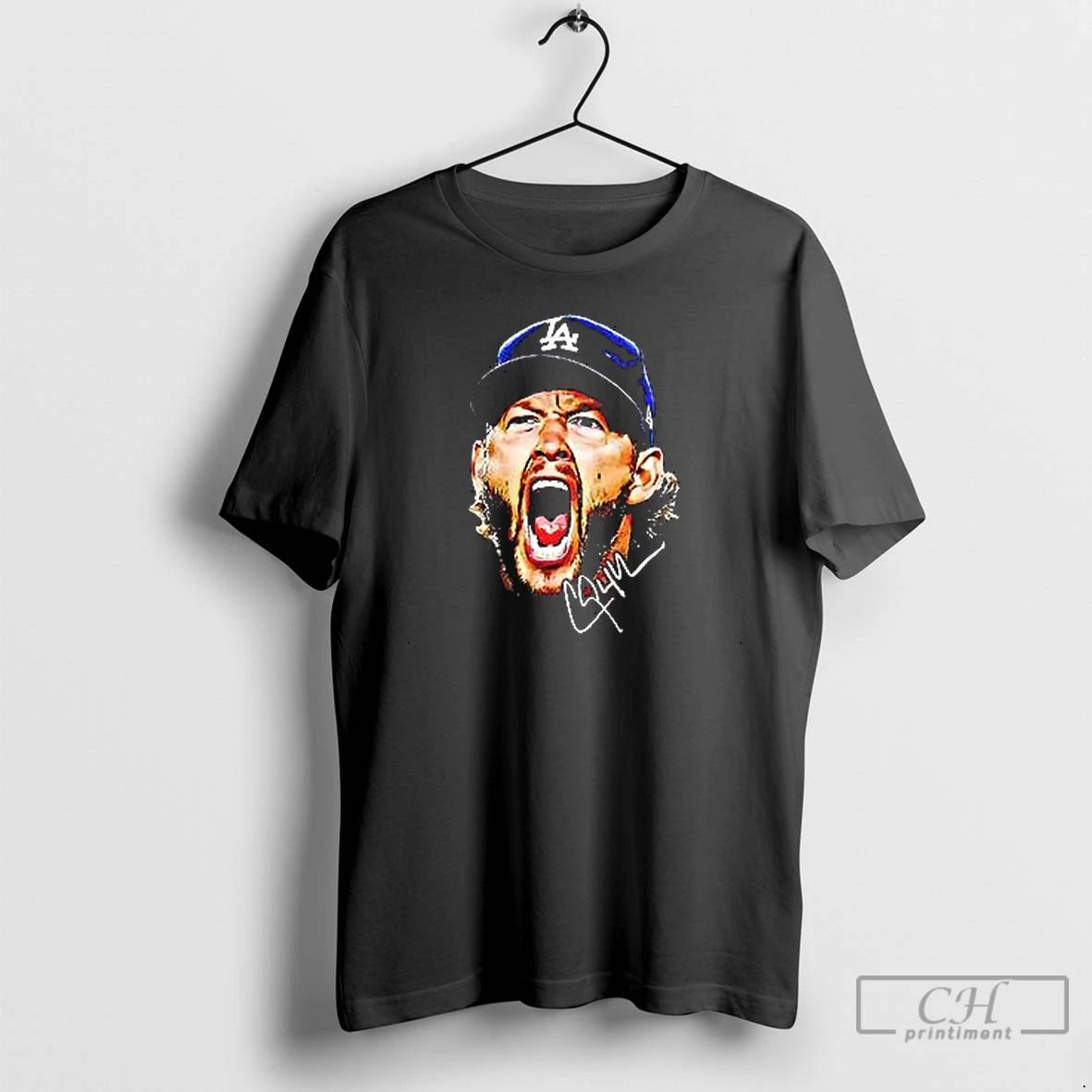 Premium Colors Clayton Kershaw Dodgers Big Head Scream T Shirts