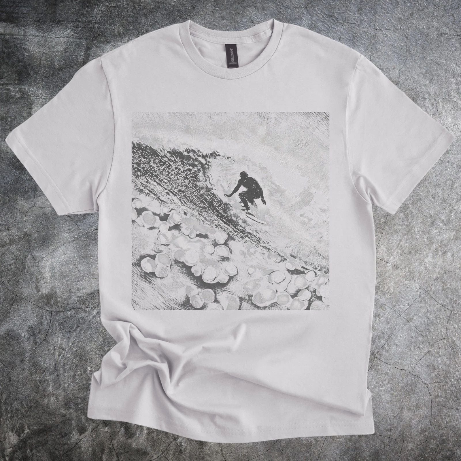 Aerial Landscape Black and White Graphic Tee Modern Abstract Art