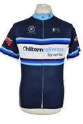 SCIMITAR Blue Cycling Shirt size M Mens Full Zip Short Sleeves 100% Polyester
