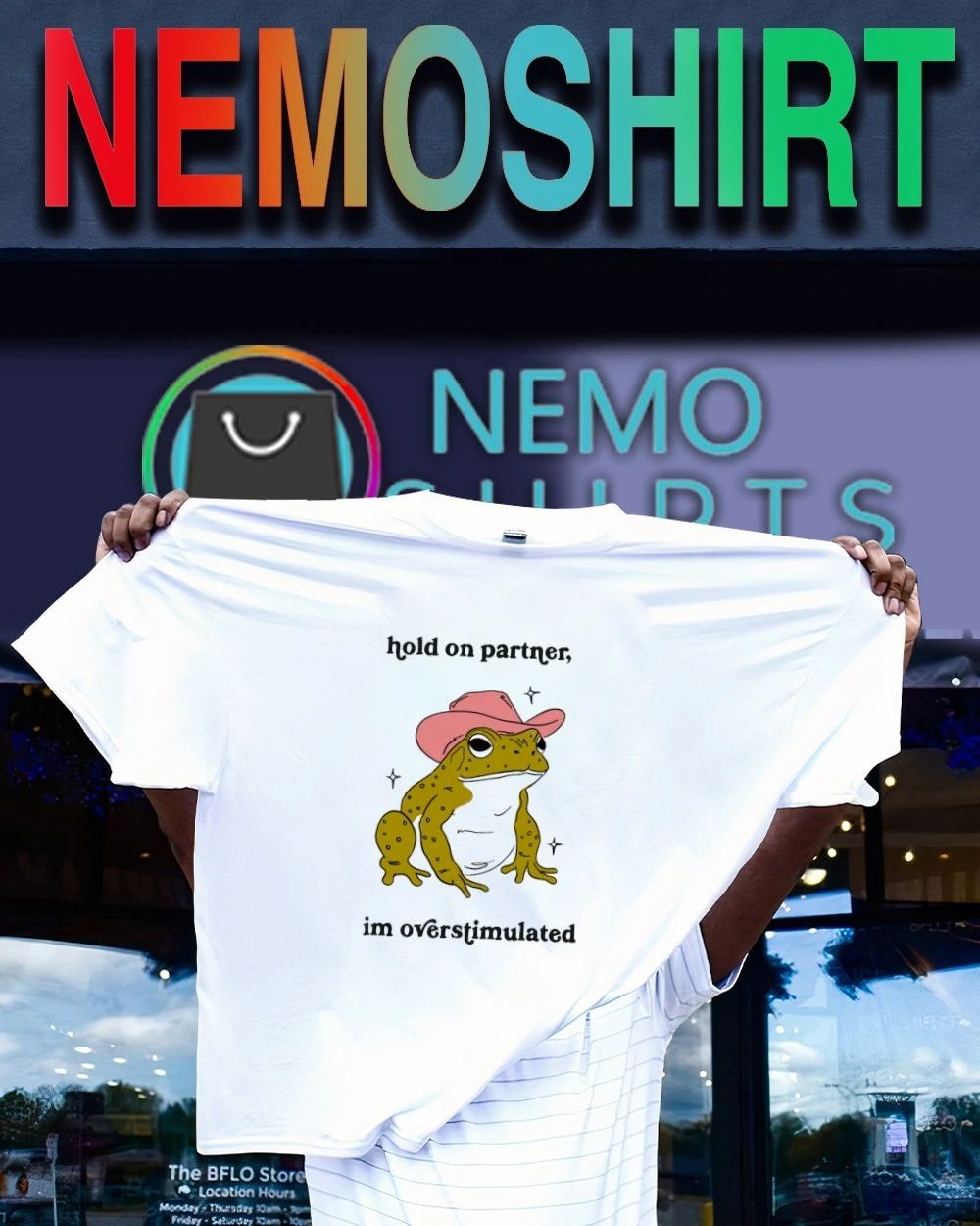 Hold on Partner I Am Overstimulated Cowboy Frog shirt