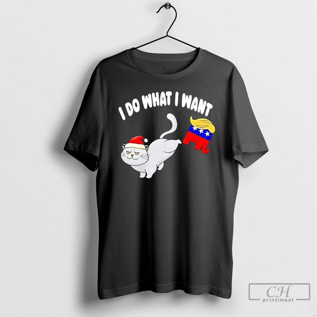 Classic Santa Hat Cat Anti Trump Christmas I Do What I Want T Shirts