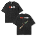 Rust Game Graphic T-Shirt Washed Cotton Vintage Gaming Streetwear Tee
