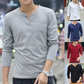 Men Basic Slim Fit Long Sleeve V Neck T Shirt for Casual and Holiday Wear