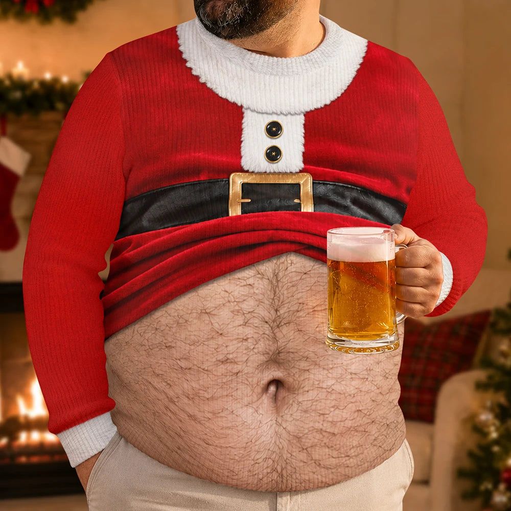 3D Funny Body Hairy Belly Gift For Husband - Personalized Unisex Ugly Sweater